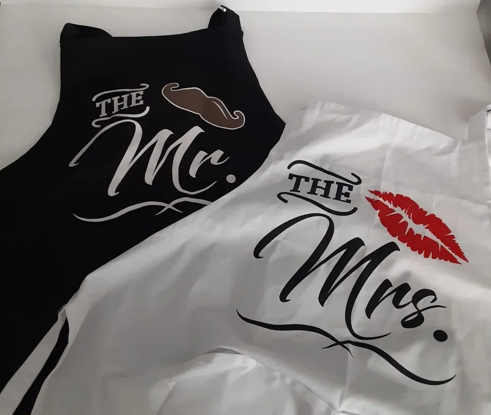 The Mr. & Mrs. Halter Aprons Newlyweds Foodies Fun